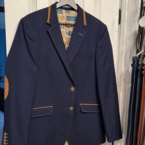 Elegant Navy Blazer with Tan Details